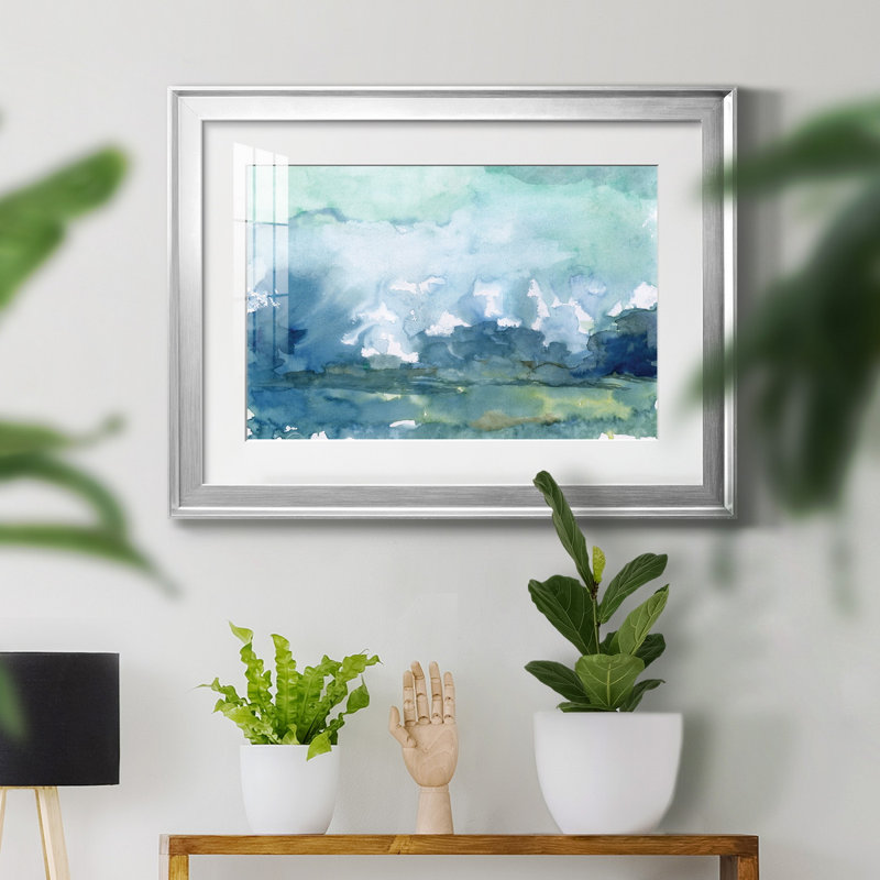 Pluie lointaine - Peinture encadrée, Cadre argenté, H 22,5 po x l 30,5 po x P 1,5 po