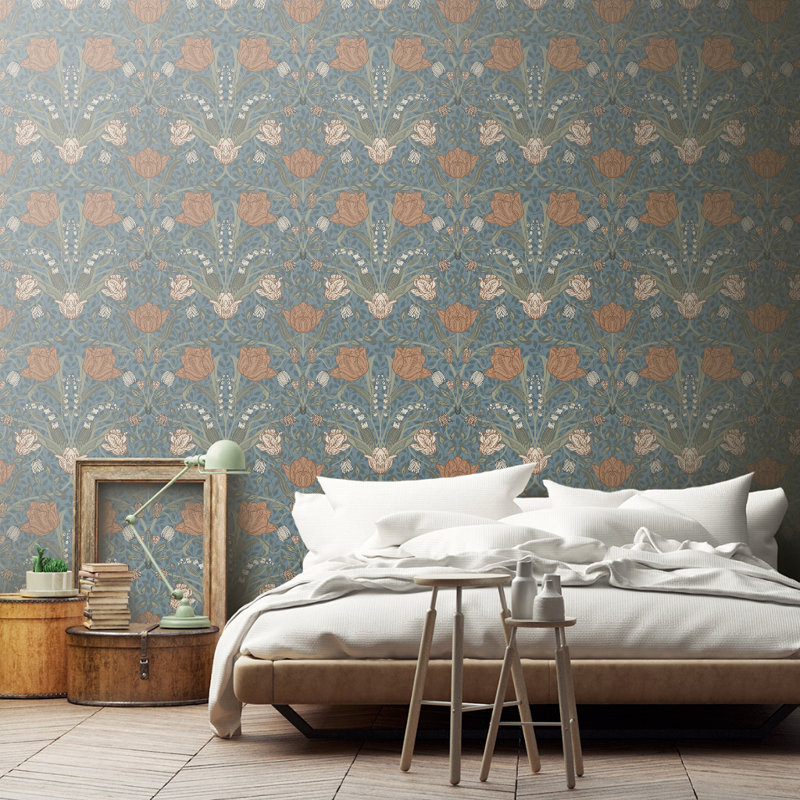 Bryanna 10.05m x 53cm Matte Wallpaper Roll, Dark Blue