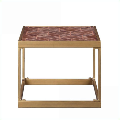 Table basse rétro en cuir fleur brun pour le salon, facile à assembler et amp; Rangement