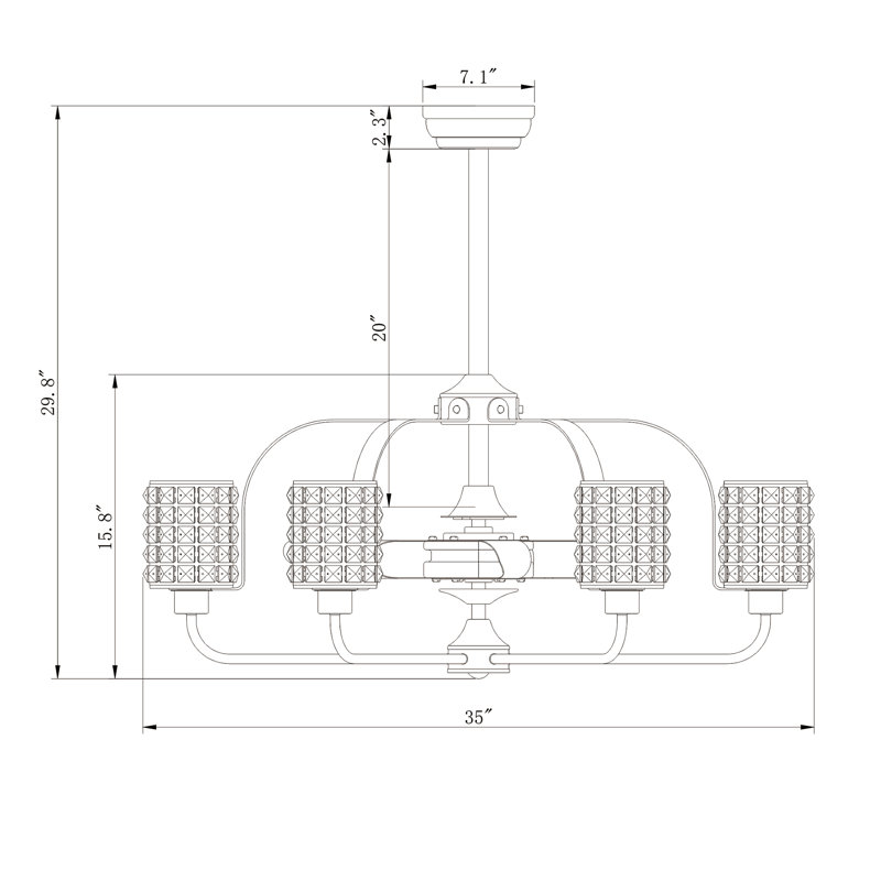 Villalpando 35'' Ceiling Fan with Light Kit