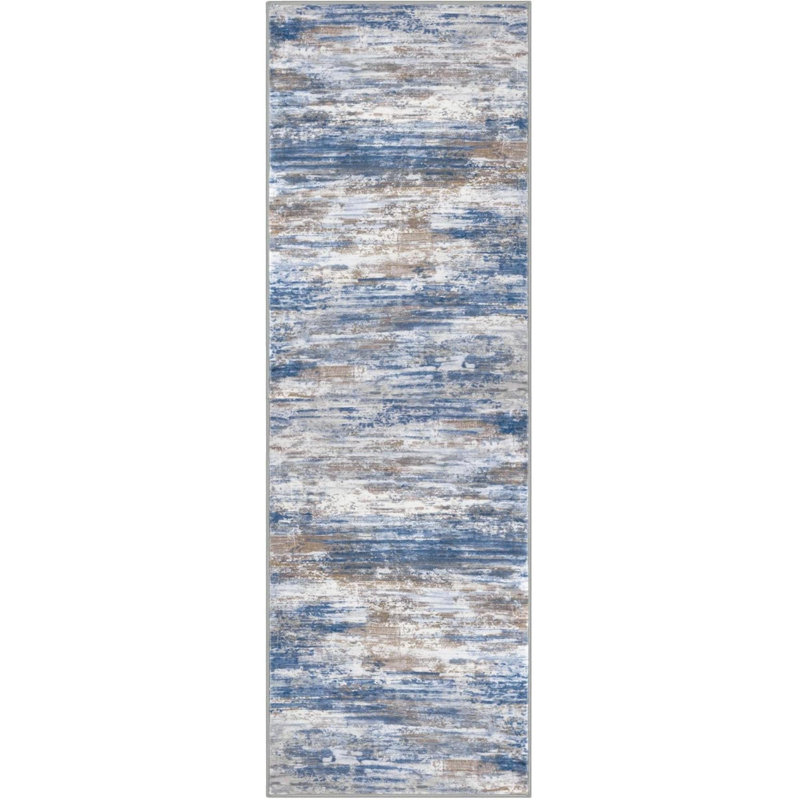Modern Abstract Runner Rugs  Rust Machine Washable Area Rug For Bedroom Non-Slip Living Room Rug, Faux Wool Soft Low Pile Office Carpet For Dining Room, Bedroom, Kitchen Bathroom