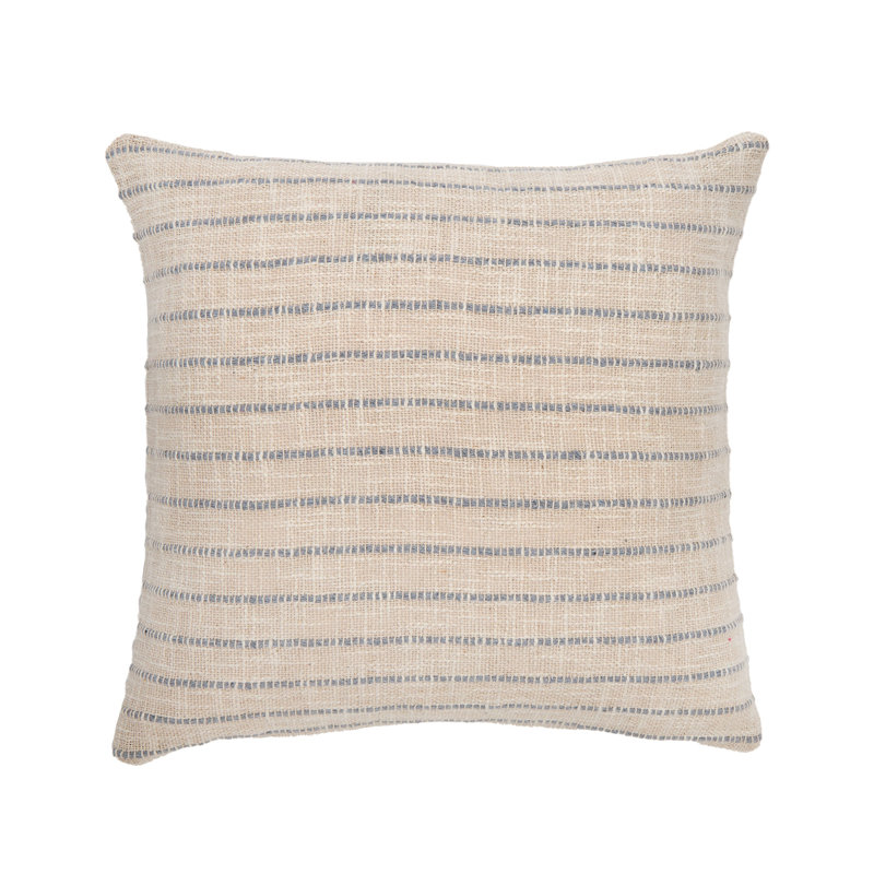Jojo Pillow Cover & Insert, Square 20" H x 20" W, Ivory/Charcoal Striped