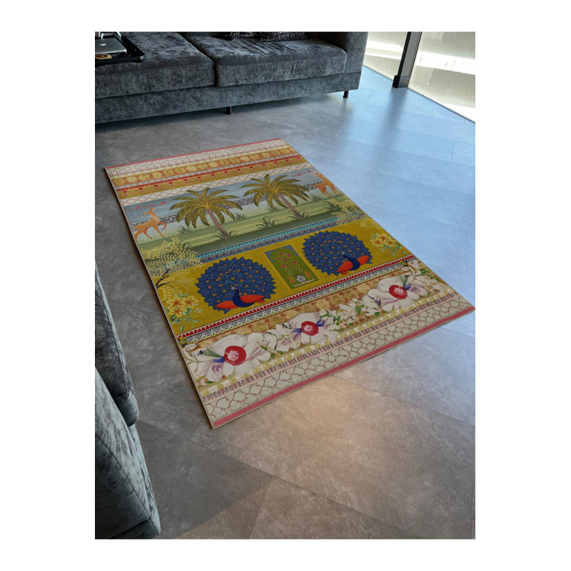 Tapis décoratif multicolore à motif tropical tropical, Tapis de couloir 3 pi 3 po x 6 pi 7 po inclus