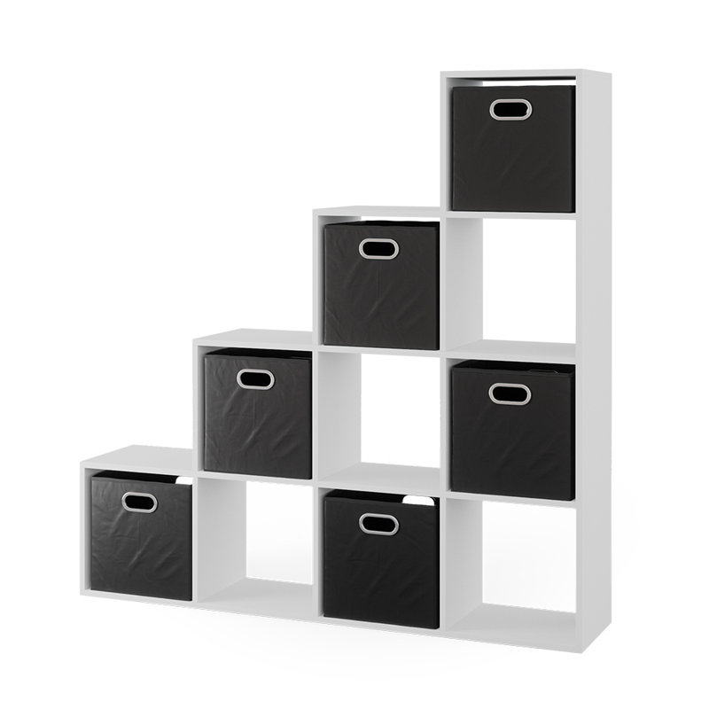 Bethann Treppenregal 10 Fächer Weiß + Faltbox Anthrazit