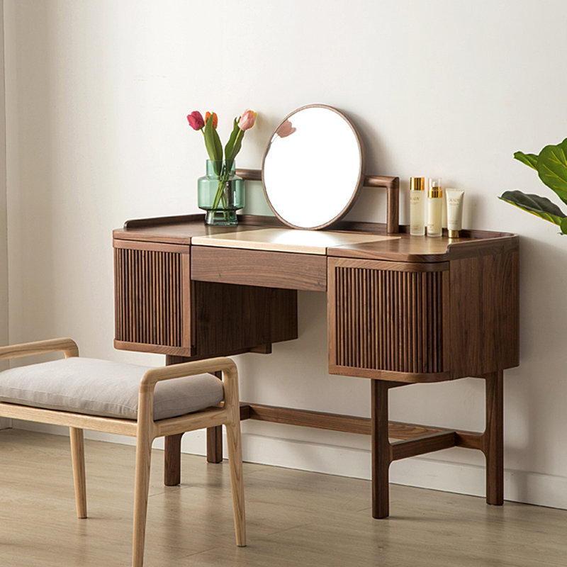 47.24"Nordic minimalist brown solid wood dressing table