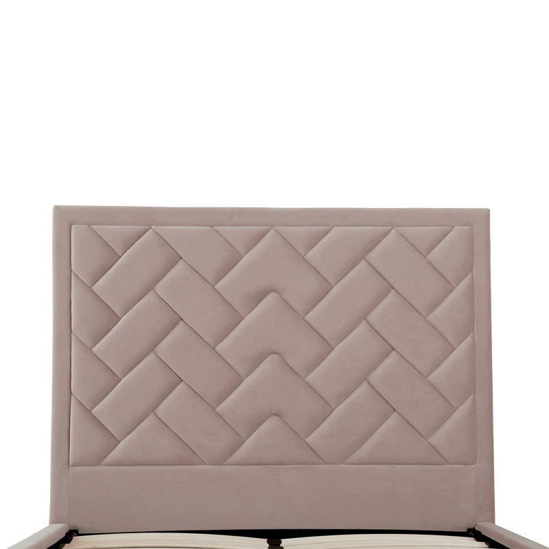 Lit plateforme tapissier Crosby, Rose, Double