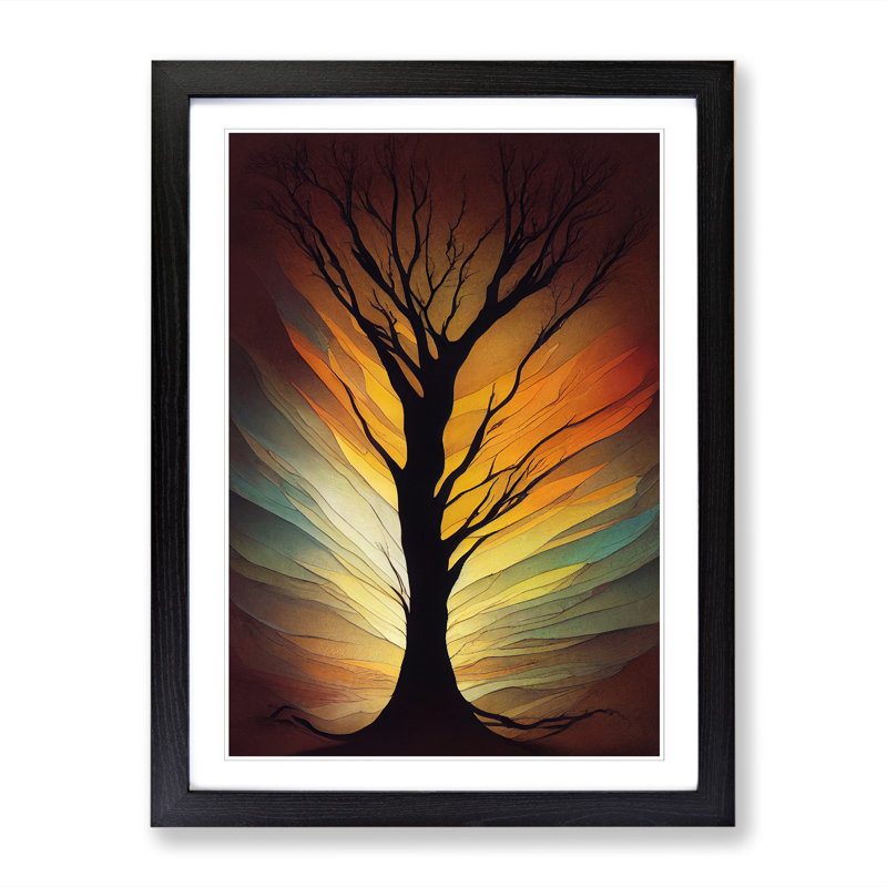 Tree Gestural - Single Picture Frame Print, 34cm H x 25cm W x 2cm D, Black