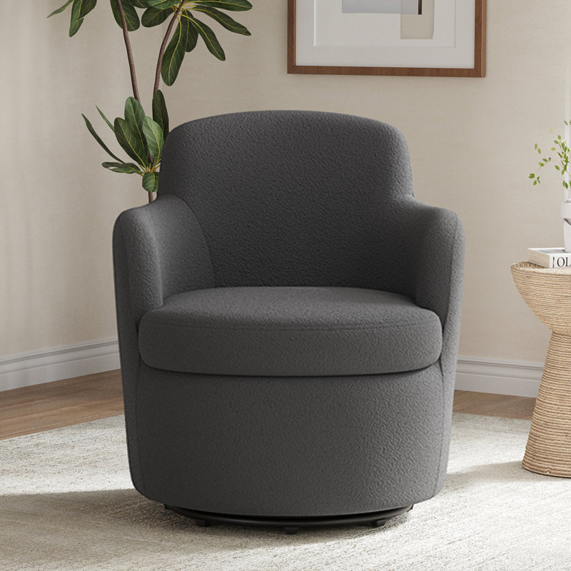 Fauteuil demi-tonneau pivotant Teddy, Gris