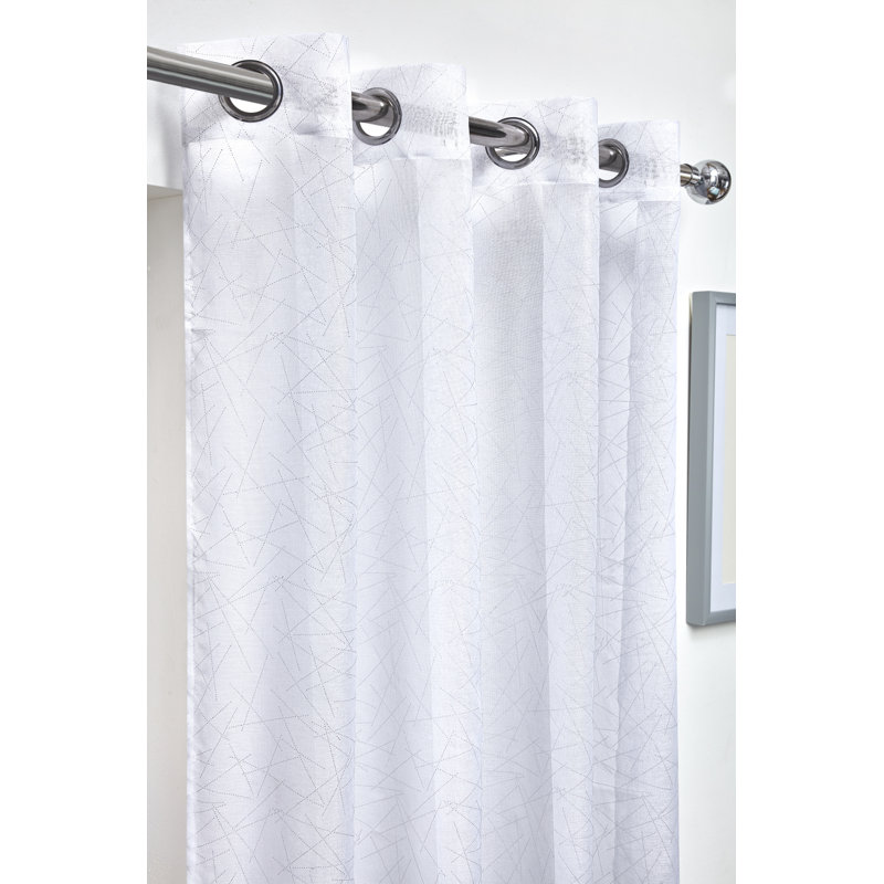 Kellie Sheer Curtain Single Panel, 145 W x 228 D cm, White