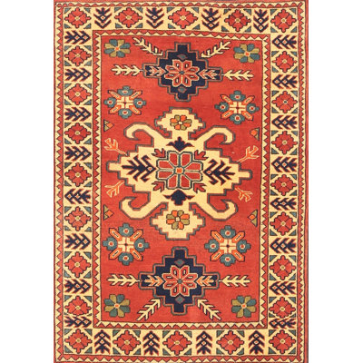 Tapis rouge/beige/bleu traditionnel Louissaint