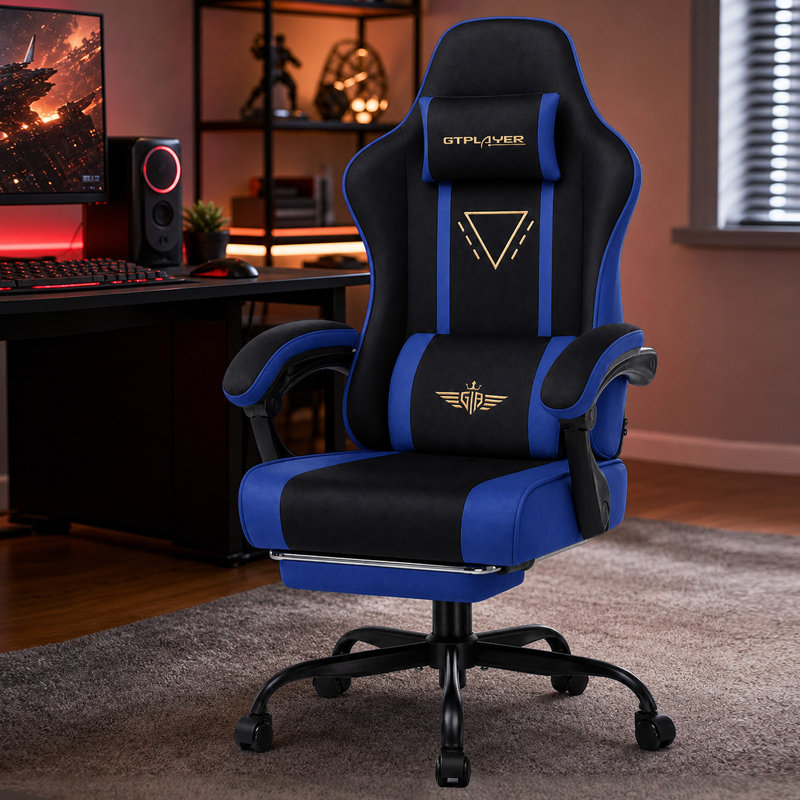 LUCKRACER PC & Racing Game Chair, Blue