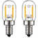 2-Pieces 1W T22 T7 LED Bulbs (15-Watt Equivalent) with E12/Candelabra Base Dimmable 2700K