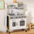 Kids Wooden Kitchen Playset, Height-Adjustable Pretend Play Stove W/ Lights & Sounds, Bpa-Free Montessori Kitchen W/ 30+ Play Food Accessories, Ages 3–7-122441800