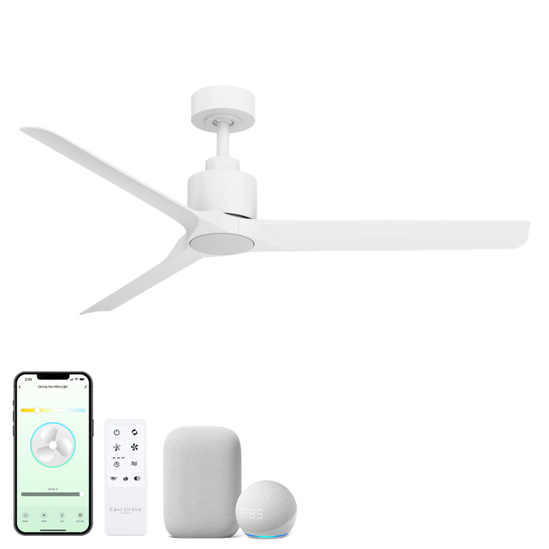 Ventilateur de plafond intelligent à 3 pales Delta Delta, Blanc mat