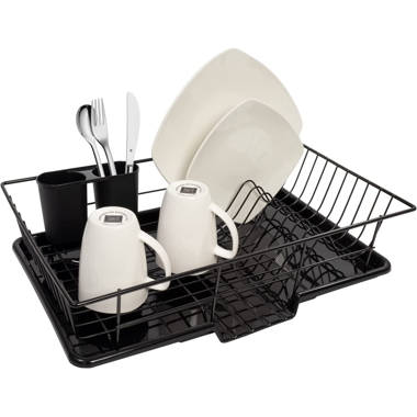 Don Hierro Dish Drying Rack for Kitchen Counter, Steel, White. Drop
