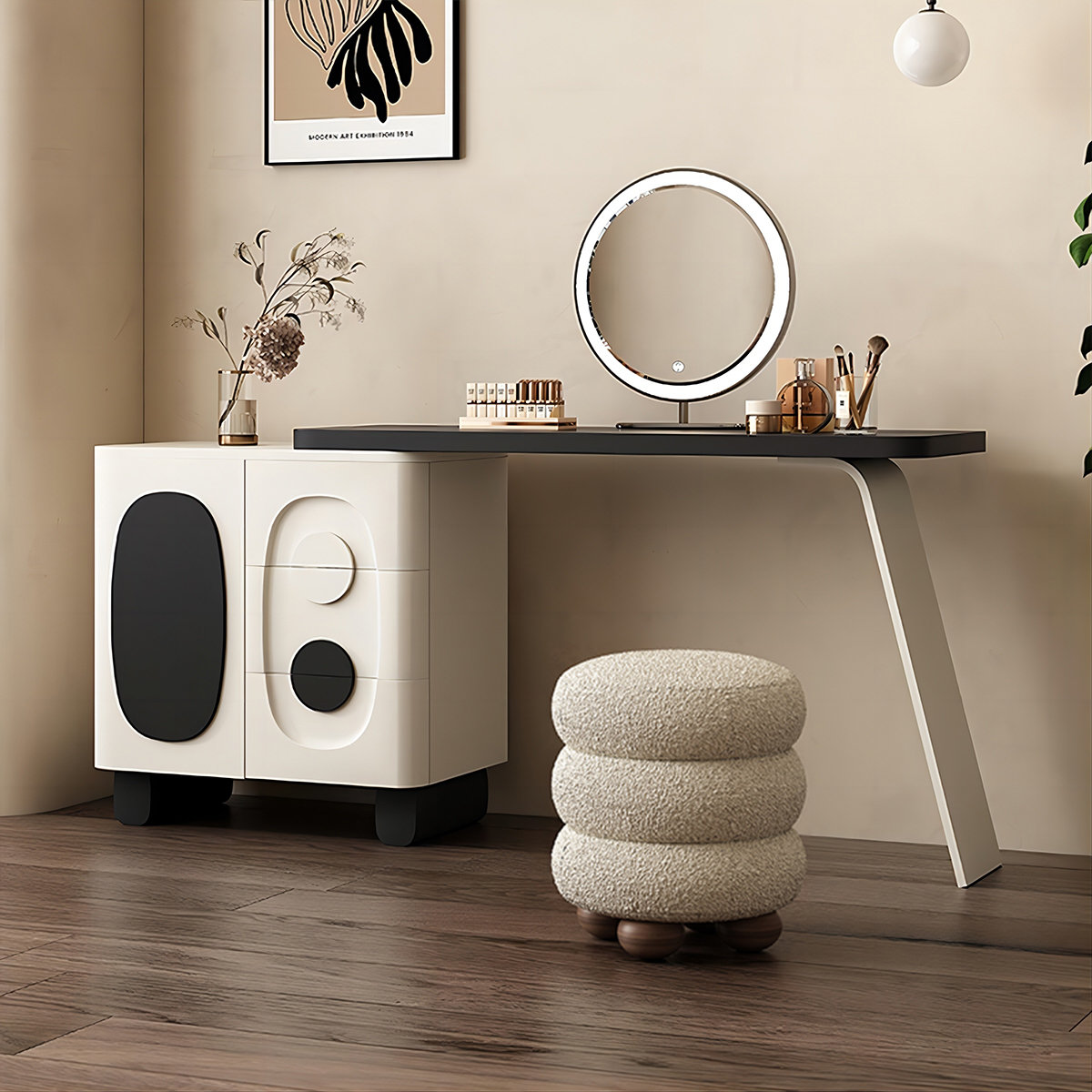 Corrigan Studio® CreamStyle Integrated Nightstand and Vanity Desk