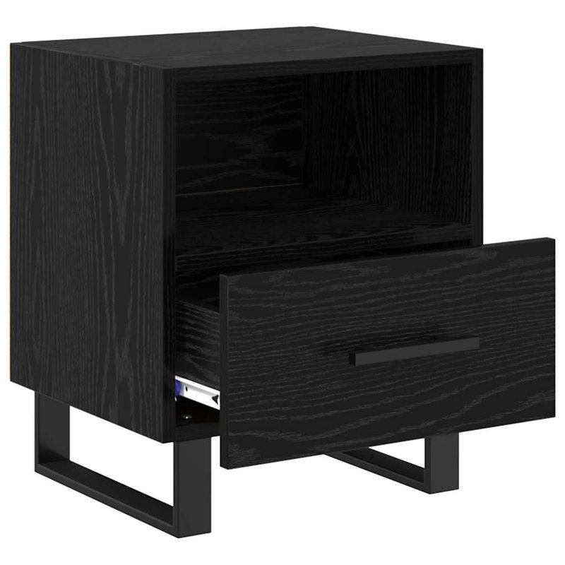 40cm W Manufactured Wood Bedside Table, Black Oak