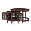 Table basse gigogne vintage rétro avec portes en verre de bambou et pieds rétro perlés, noyer, 31,5 po