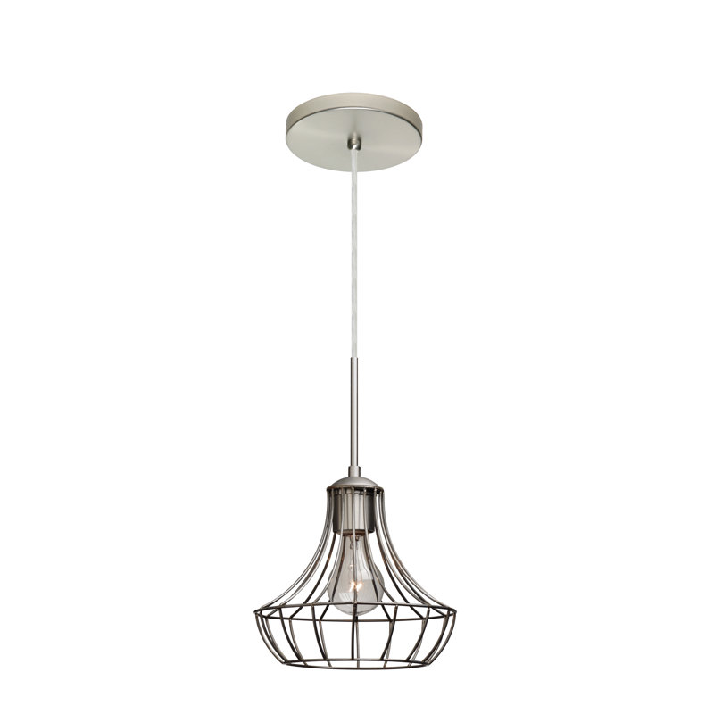 Luminaire suspendu géométrique 1 lumières simple, Nickel satiné
