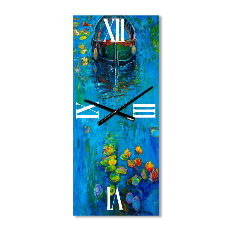 Bateau dans un lac - horloge murale nautique et côtière, Petit