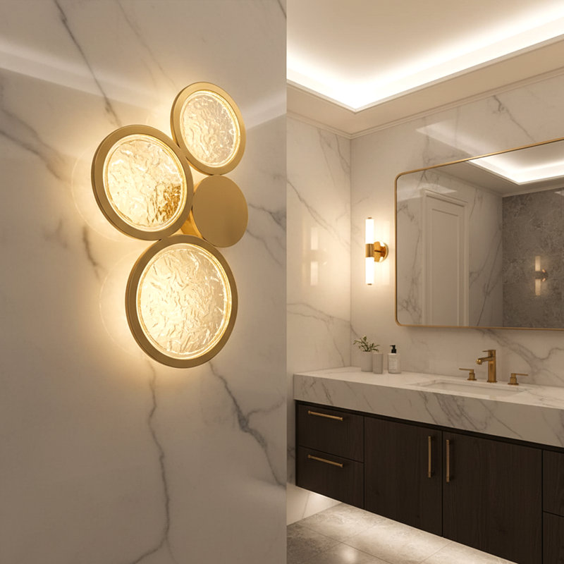 Brass Wall Sconce Lighting – Crystal and Brass Circles