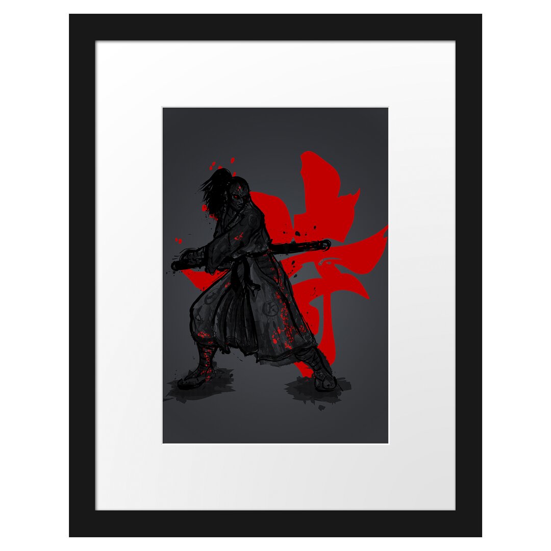 Gerahmtes Poster Samurai-Spirit Black