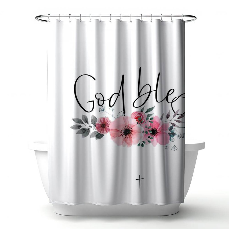 Shower Curtain QU33 – Polyester Shower Curtain, Dye Sublimation Print, 71" W × 74" L