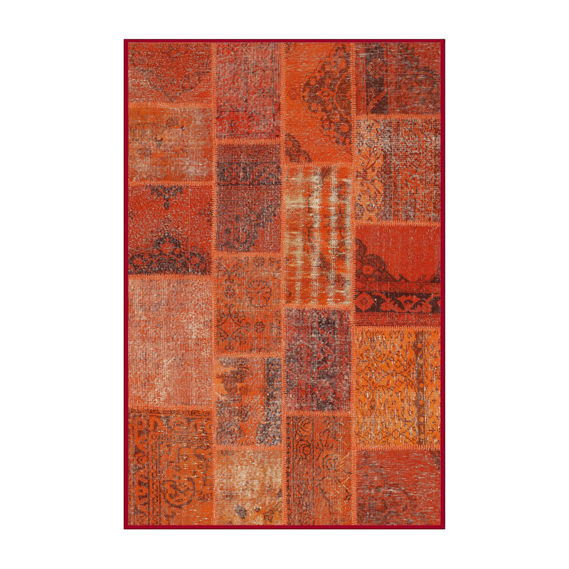 Tapis de zone rouge contemporaine, Rectangle 5 pi x 8 pi
