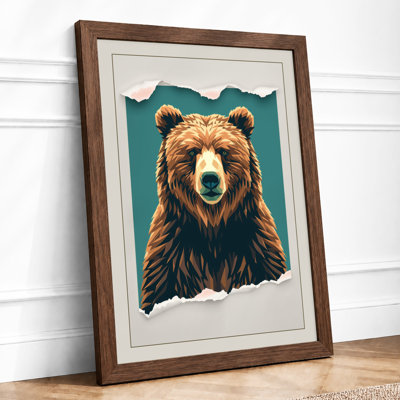Bear Frontward Rustic - Framed Print