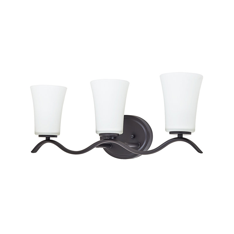 3-Light Bathroom Vanity Light with Glass Shade, Oil Rub Bronze, 3-Light