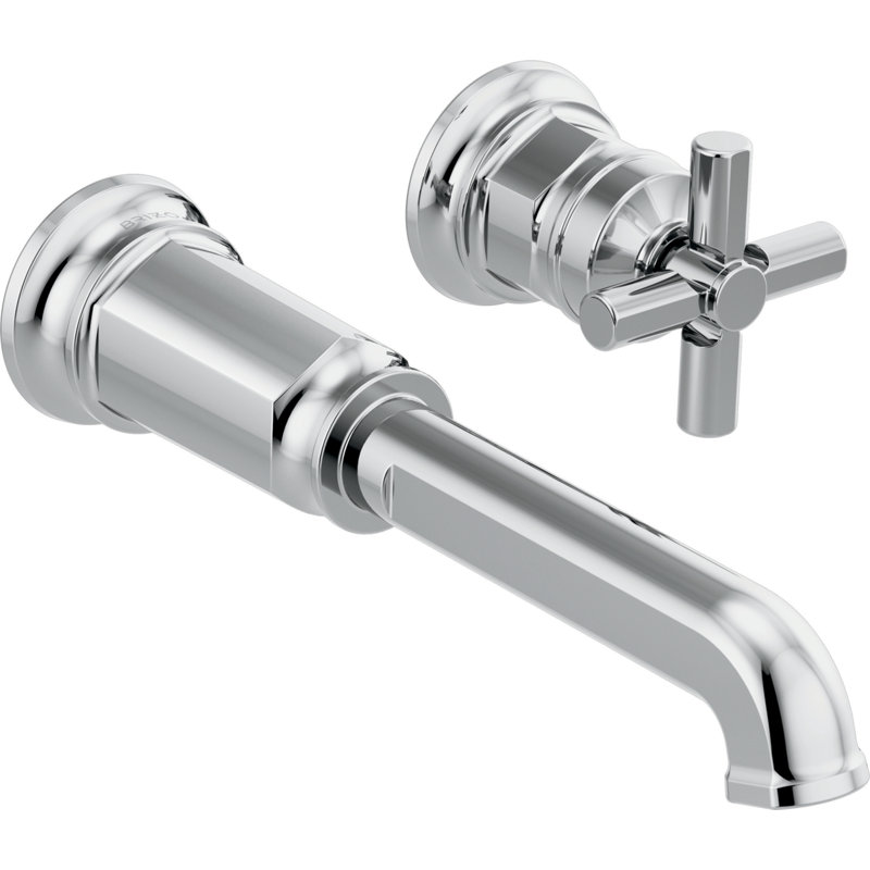 Invari® Single-Handle Wall-Mount Lavatory Faucet - Less Handle, Polished Chrome, Cross