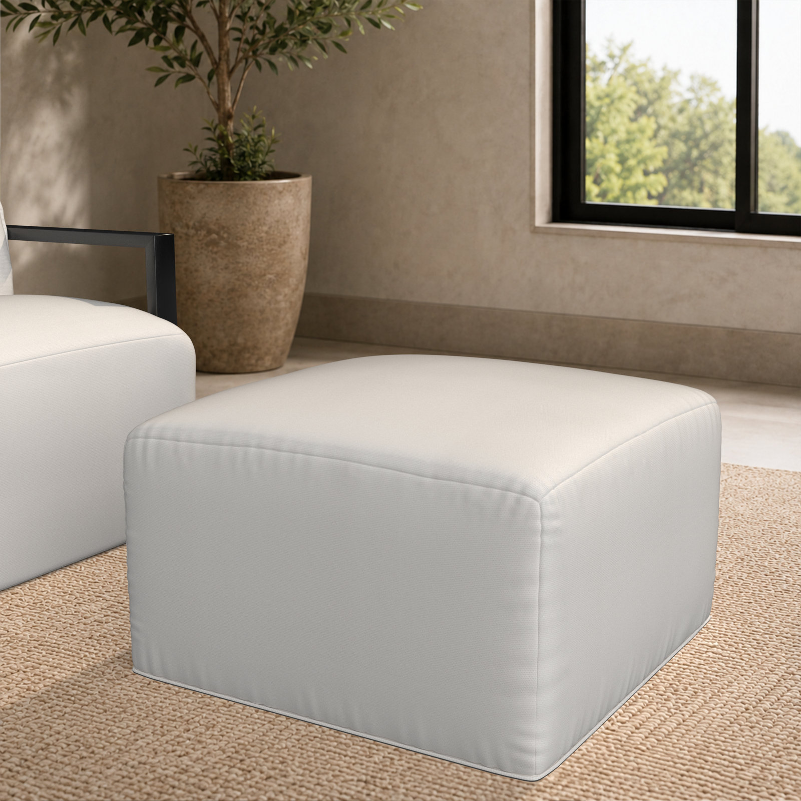 Praia Sunbrella® Patio Ottoman, Sunbrella® Canvas Natural