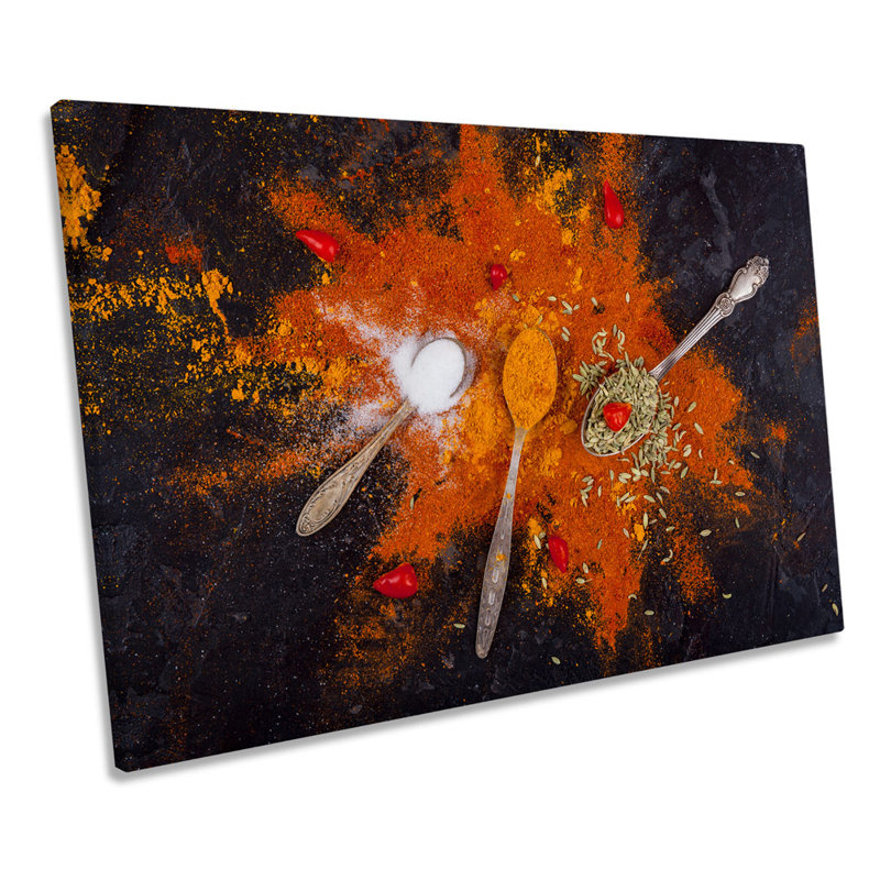 Kitchen Spices Spoons - Wrapped Canvas Print, 40.6cm H x 61cm W x 2cm D