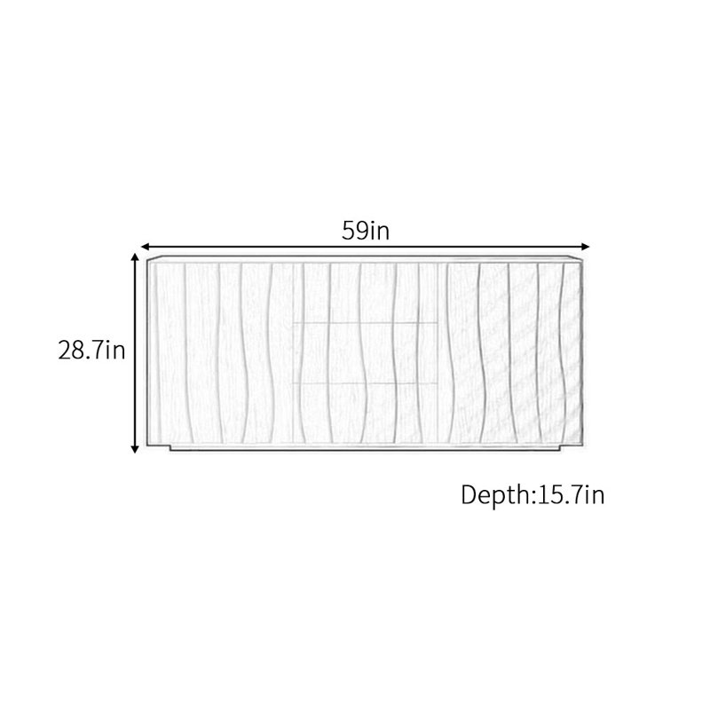 Buffet de luxe rétro American Light, H 28,7 po x l 59 po x P 15,7 po