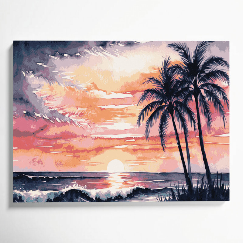«Hawaiian Tropical Sunrise», art mural sur toile beige, H 12 po x l 18 po