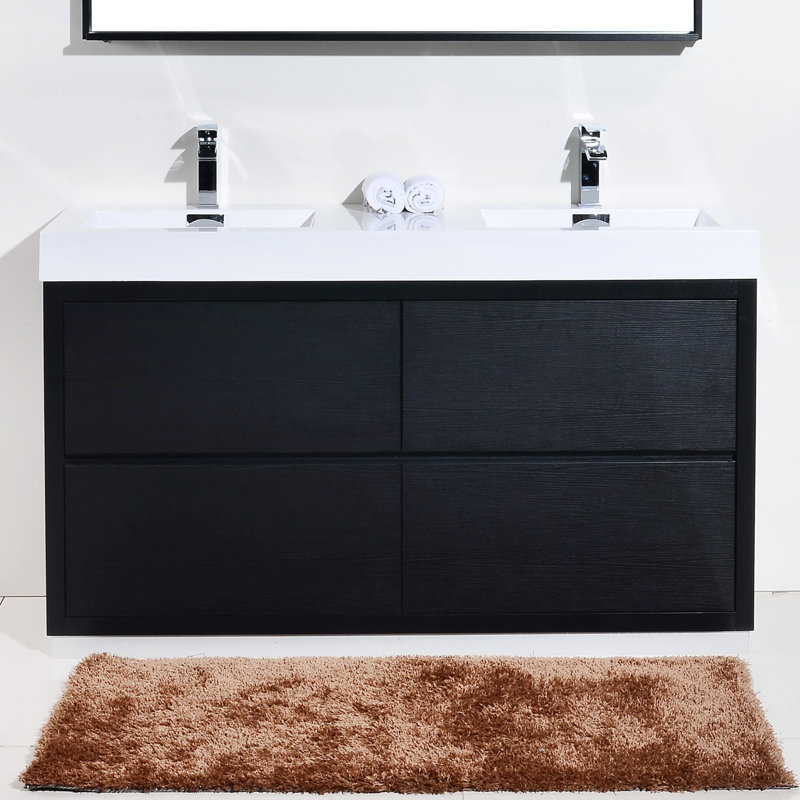 Ensemble de meuble-lavabo double 59 po Royka, Noir