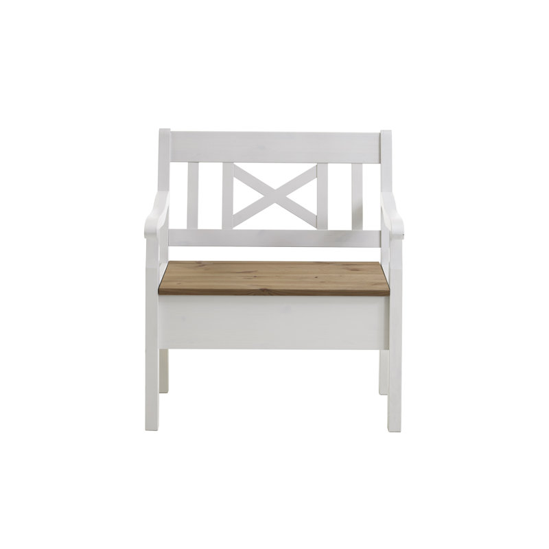 Manon Upholstered Bench with Flip Top, White/Brown, ohne Armlehnen