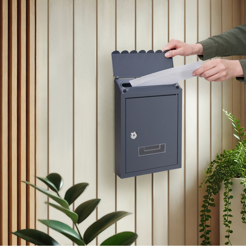 Stallings Steel Wall Mounted Post Box, Grey