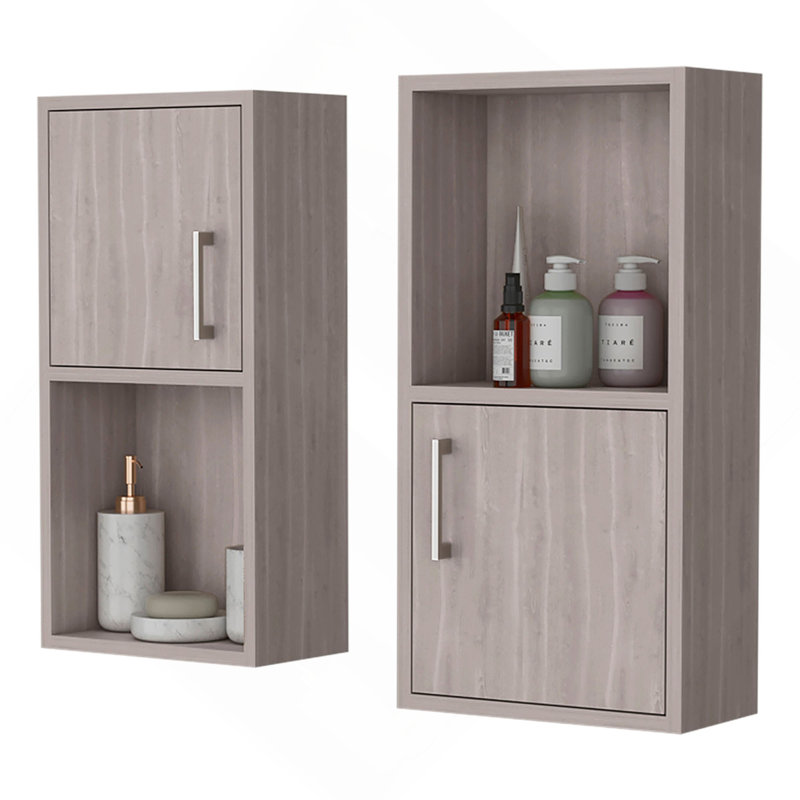Armoire à pharmacie en chêne avec tablette ouverte, Chêne blanc