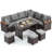 7 Piece Patio Furniture Set, Outdoor Sectional Couch With Dining Table & 3 Ottomans, Pe Rattan Outdoor Furniture Set For Garden Poolside Backyard-2056288513