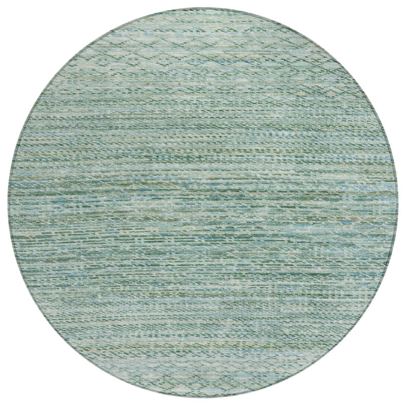 Machine Washable Indoor/Outdoor Amanda ACN2150 Striped Rug, Round 8'