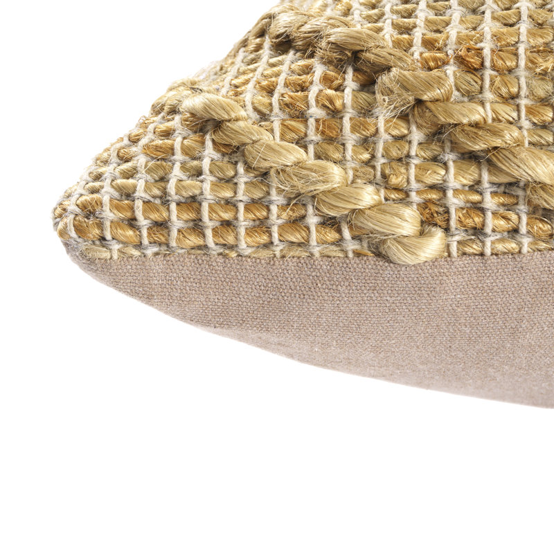 Hand-Woven Tan Textured Cotton Blend Throw Pillow