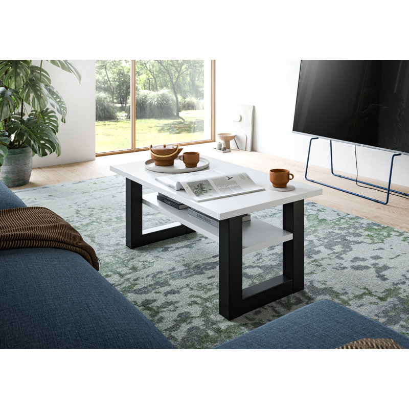 Aketza Coffee Table With Storage Space, White
