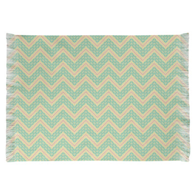 Tapis bleu/jaune à chevrons à main