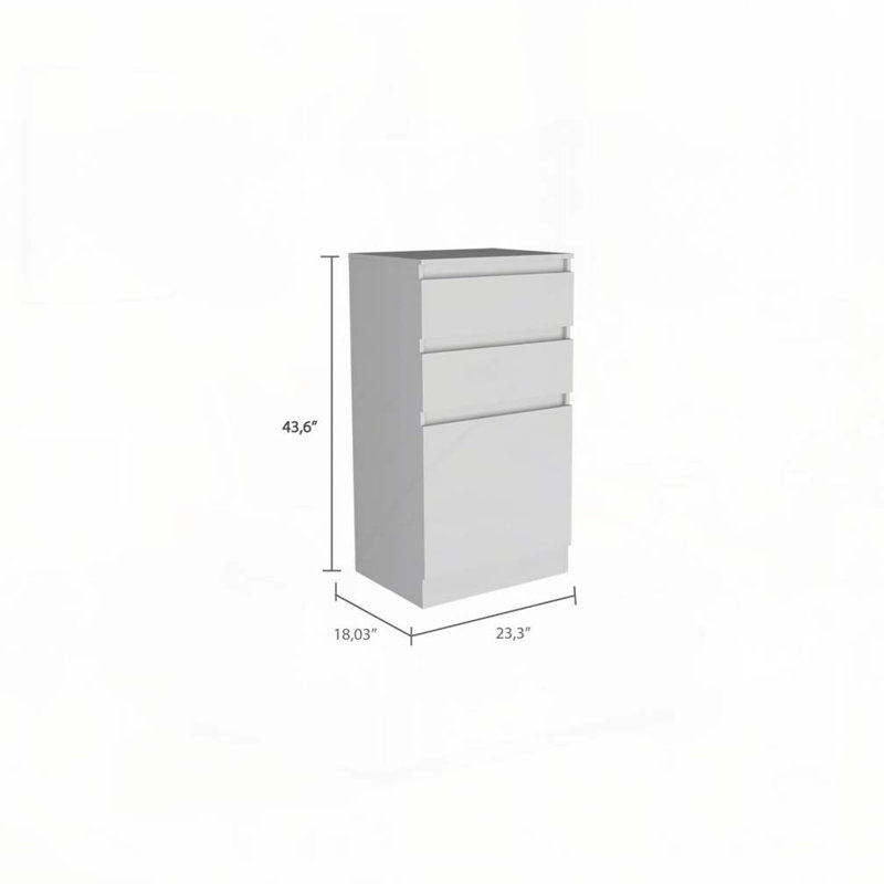 Kamelot Dresser With Jewelry Box, Single Door Cabinet, Mirror, Two Drawers -White, White