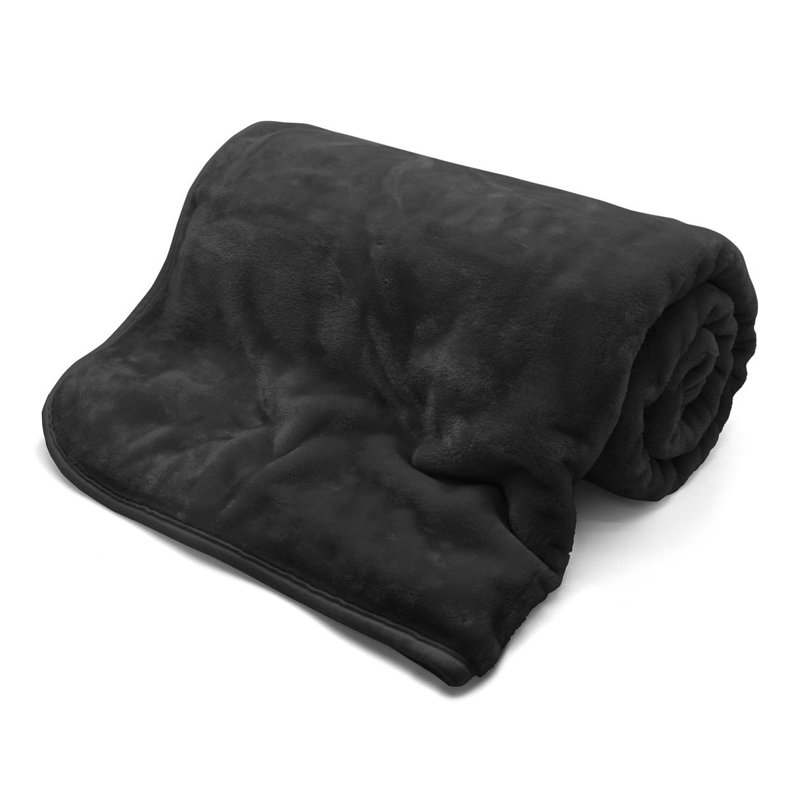 Lyle Plain Weave / Muslin Throw Blanket, 200cm W x 240cm L, Black