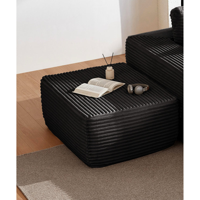 Canapé-lit modulaire réversible gris, sans assemblage requis, 373 - 001, option de chambre à coucher de 17,02 po de hauteur avec méridienne confortable, velours côtelé doux, largeur 29,66 po