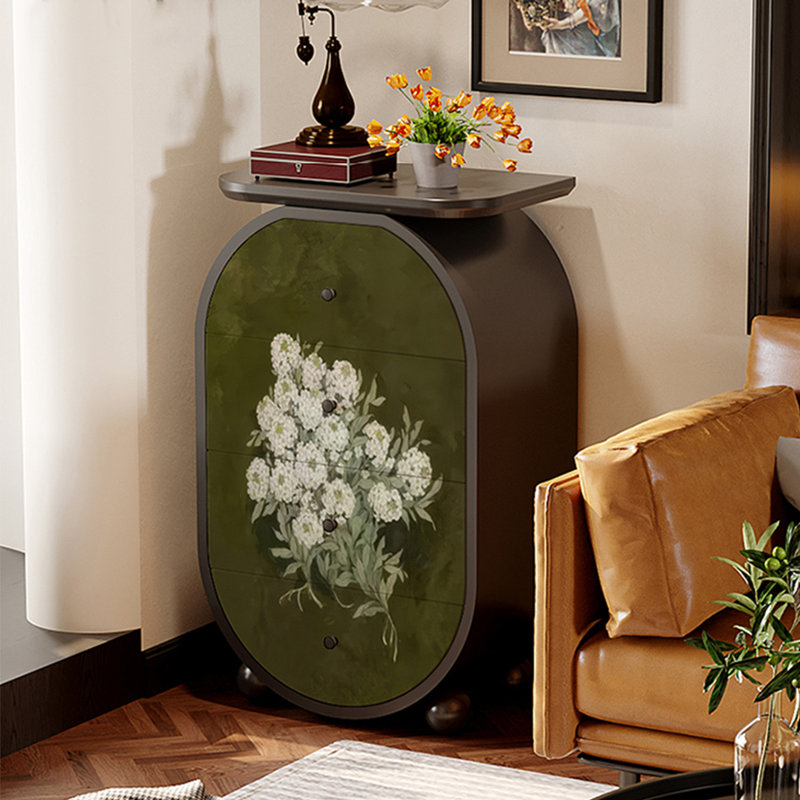 Floral pattern four drawer accent chest