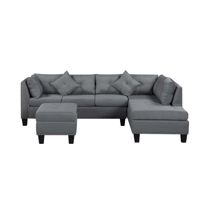 104.5" Upholstered Sofa,Chaise & Ottoman