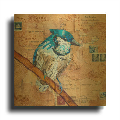 Blue Jay US Mail' By St. Hilaire Elizabeth Metal Wall Art, 24" x 24"